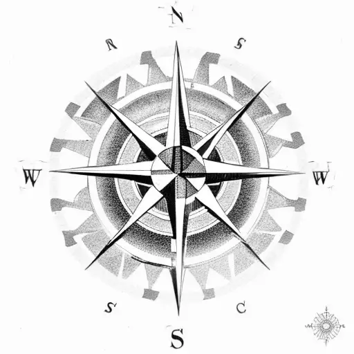A Compass Rose Intertwined With Gears And Mechanical Elements