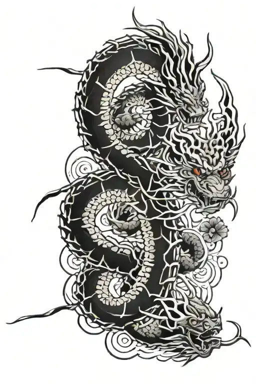 Samari And Japanese Dragon