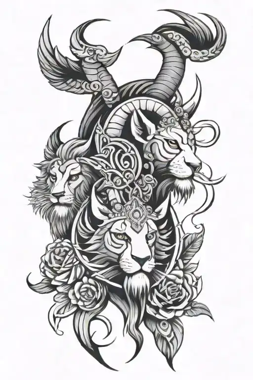 Leo Taurus Capricorn Gemini Totem Pole Inspired