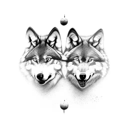 2 Wolves Yin Yang 3D