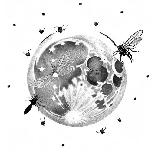 A Texas-shaped Moon With Insect Silhouettes