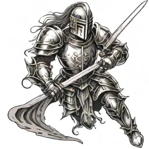 A Knight In Shining Armor Wielding A Sword Made Of Lightning