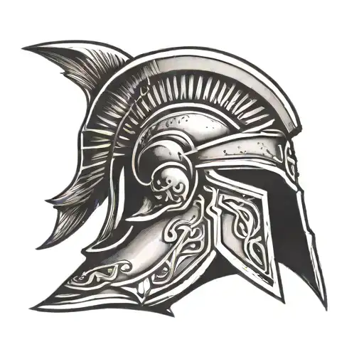 Spartan Helmet With Sword Piercing