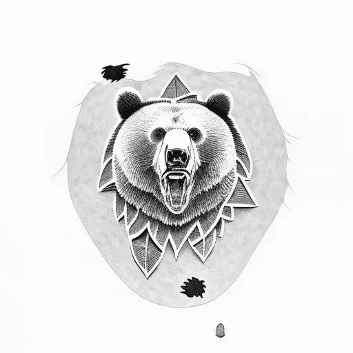 Bear Paw With Eagle Face Silhouette Inside