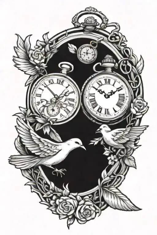 Pocket Watch With Dove Carrying An Olive Branch