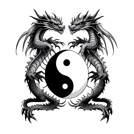 Dragon Top With Claws Holding Ying Yang Symbol