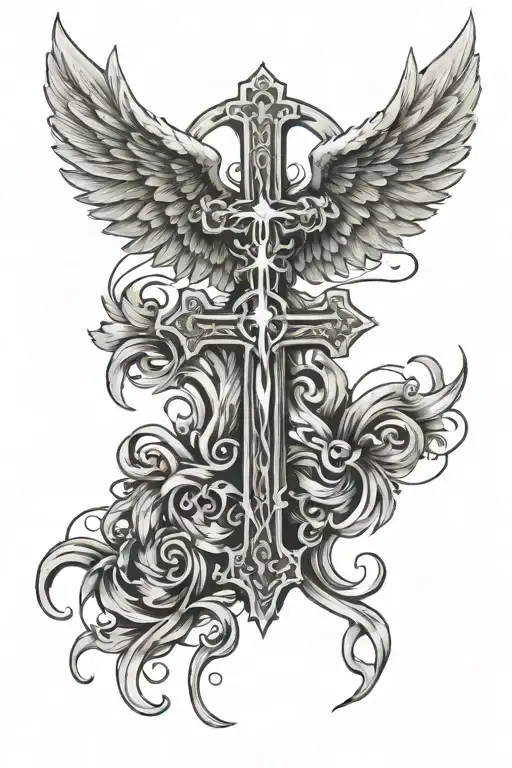 Christian Cross With Angel Wings