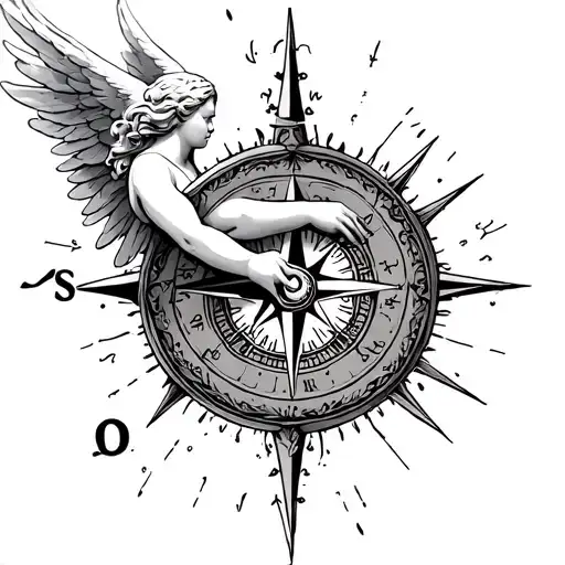 An Angel Falling Downwind An Arm Towards A Compass