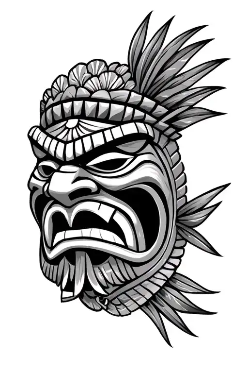 Hawaiian Tiki Mask Fishing God