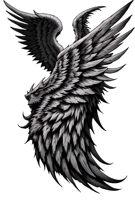 Angel Wing Morphing Into Demon Wing Spread