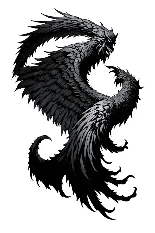 Angel Wing Morphing Into Demon Wing Spread