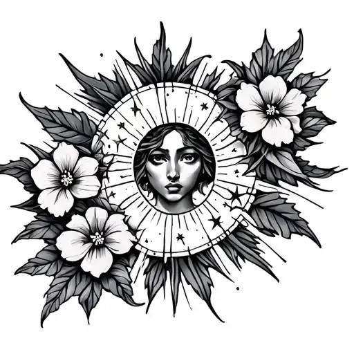 Phillapino Sun Rays With Stars And Mussaenda Philippica Flowers On Forearm