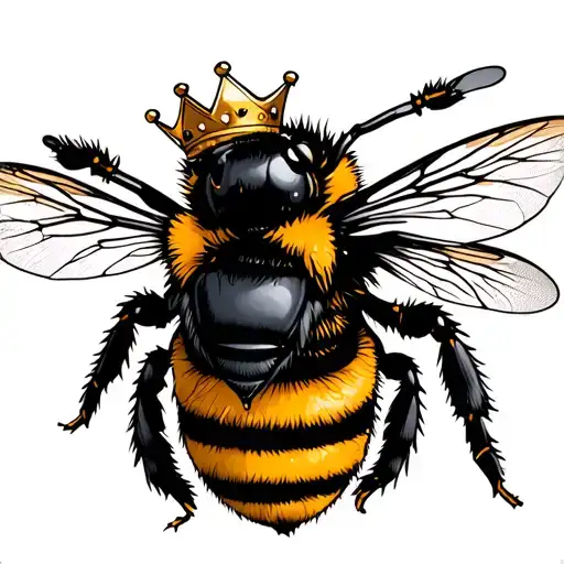 Gangster Bumble Bee With A Crown And Graffiti Elements