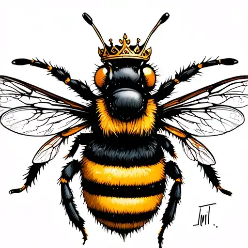 Gangster Bumble Bee With A Crown And Graffiti Elements