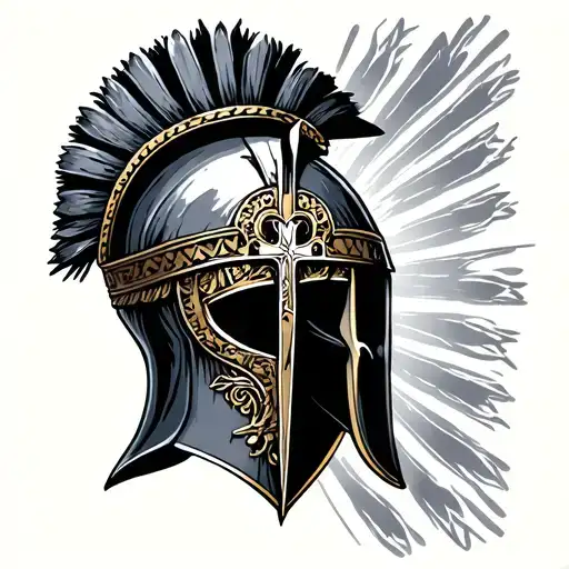 Portuguese Cross And Roman Helmet Adorned