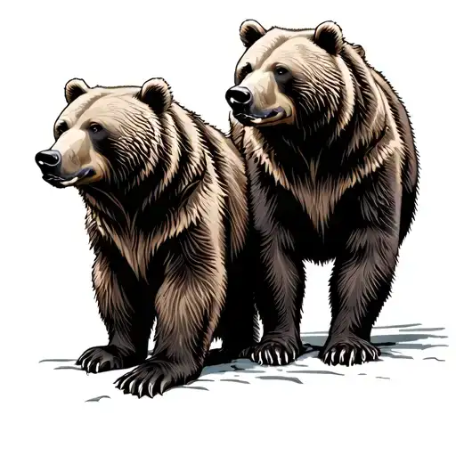 Two Grizzly Bear Standing