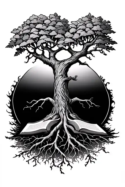 Tree Of Life With Roots Reaching For A Bible