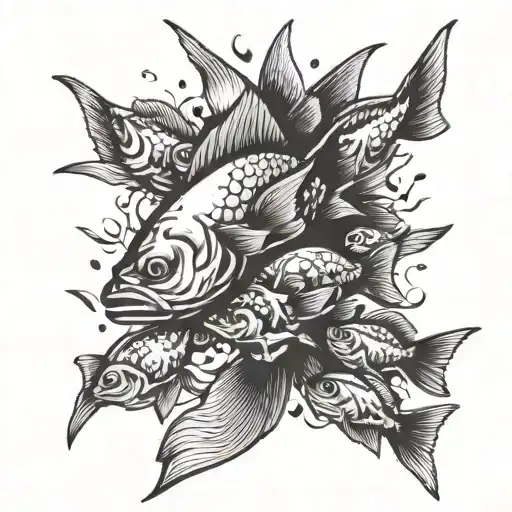A Punk Rock Inspired Design Featuring A School Of Fish In The Shape Of A Socialist Fist