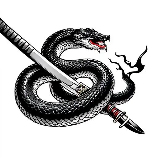 Katana Stabbing Snake Sports Themed
