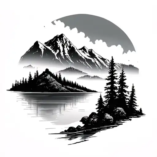 Mountain And Lake Scene