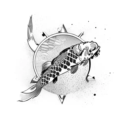 Coat Of Arms With Koi Fish Background