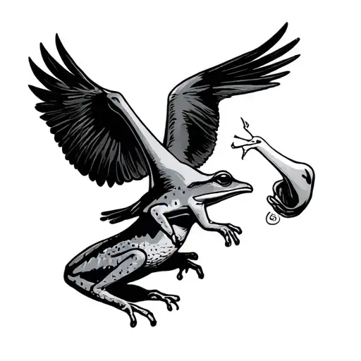 Frog Getting Eaten By Seagull Swooping With Middle Finger