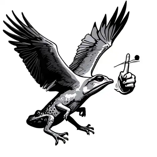 Frog Getting Eaten By Seagull Swooping With Middle Finger