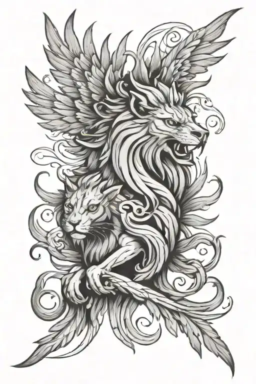 Phoenix And Lion Head