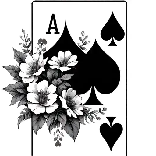 4 Aces In Different Suites Places Vertically Surrounded By Flowers