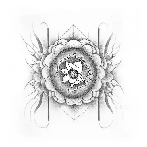 Ekg Heartbeat Line Forming A Delicate Flower Stem