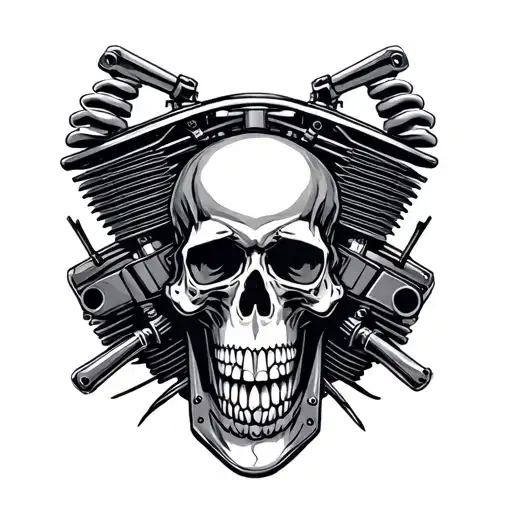 Motorcycle Engine And Skull