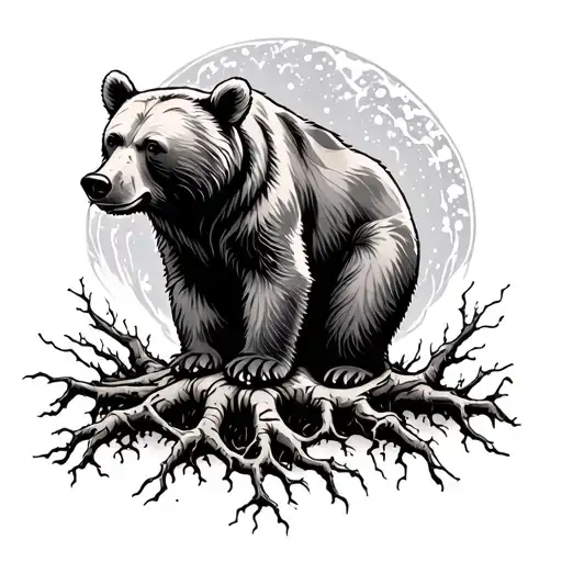 Bear And Tree Roots