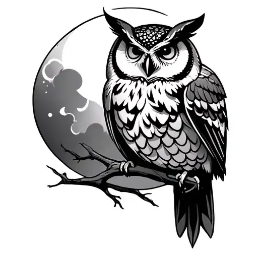 Owl And Moon