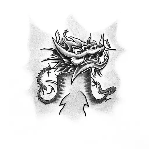 Design A Tattoo That Incorporates Electrician Tools With A Dragon And Lightning
