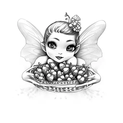 Fairy Holding A Basket Of Strawberries