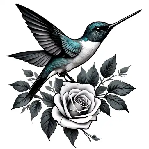 Hummingbird With Roses