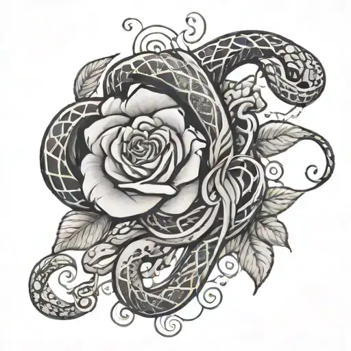 Rose Vine And Snake Intertwined