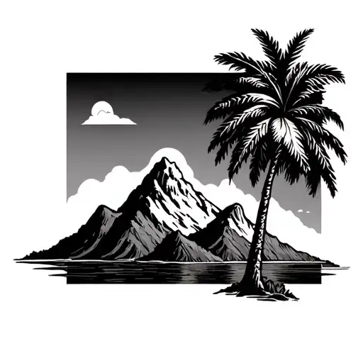 Mountain And Palm Tree