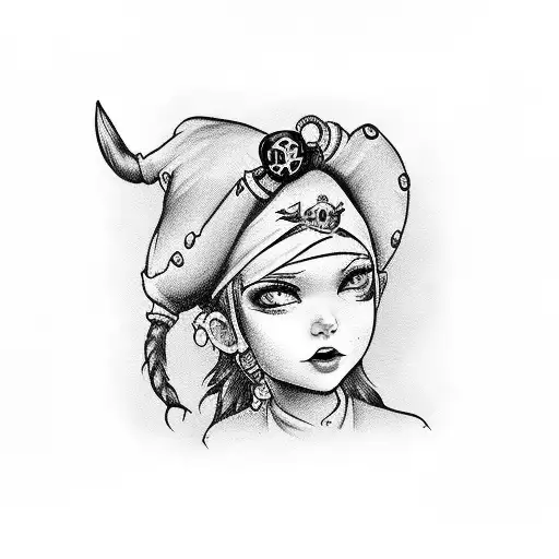 Cartoon Female Pirate Baby With Patch On Right Eye