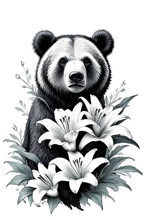 Lily Flowers And Bear
