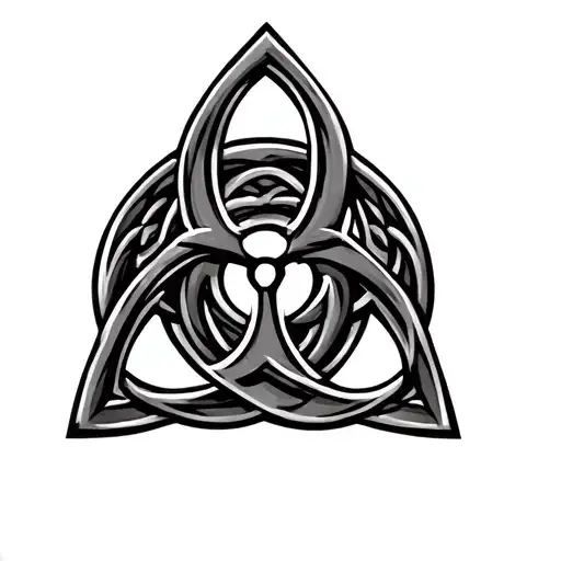 Biohazard Symbol Incorporated Into Celtic Trinity Knot Triquetra