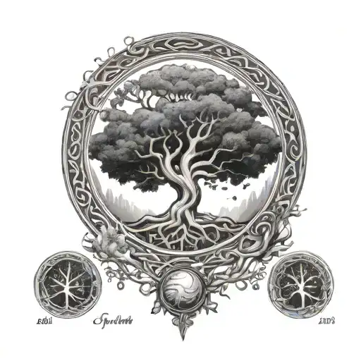 Yggdrasil With Names Around It In Circle