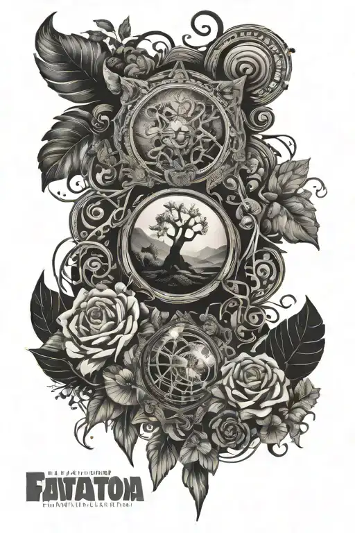 Combine Elements Of Classic Movie Posters With Intricate Nature Patterns For A Unique Tattoo Design