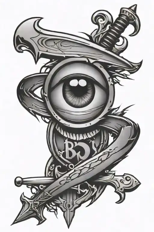 Bad Boys Eye Logo Combined With A Knife Piercing