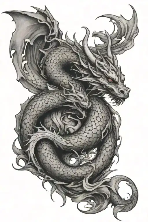 Dragon And Mermaid Intertwined