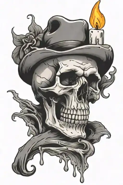 Skull With Candle Wax Dripping
