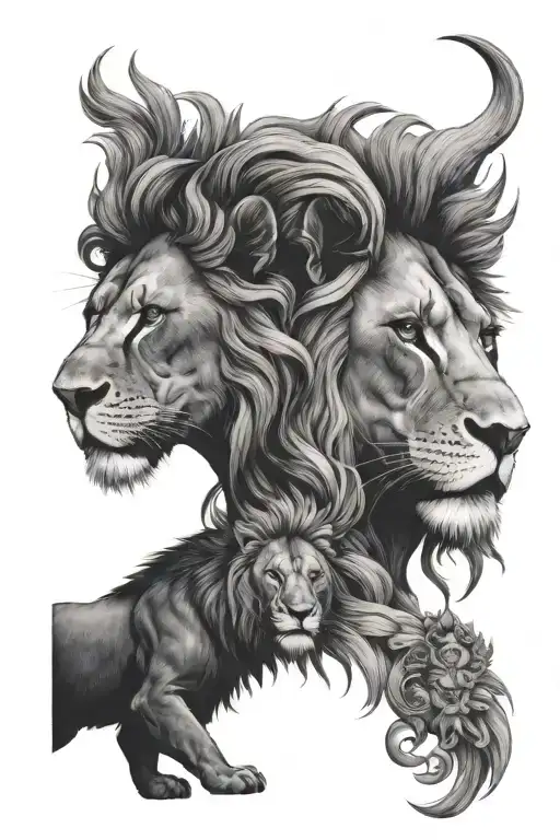 Lion And Woman Wearing