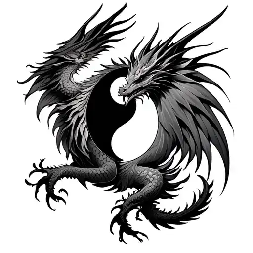 Phoenix And Dragon Yin Yang Symbol