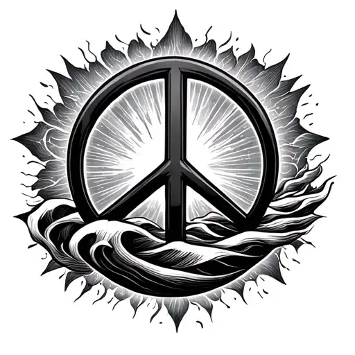 Peace Symbol With Wave In The Middle