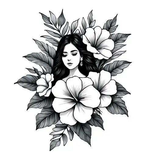 Hawaiian Flowers With Lala In The Middle On Forearm